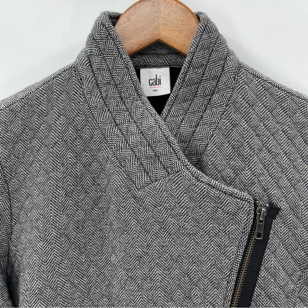 CAbi Quilted Moto Jacket in Black Herringbone Style #3025 Size Small - Picture 4 of 15